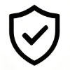 Certified raw material validation shield icon